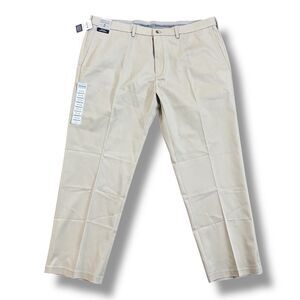 NWT Haggar Men's Size 42x30 Beige Iron Free Khaki Straight Fit Pants Office Golf